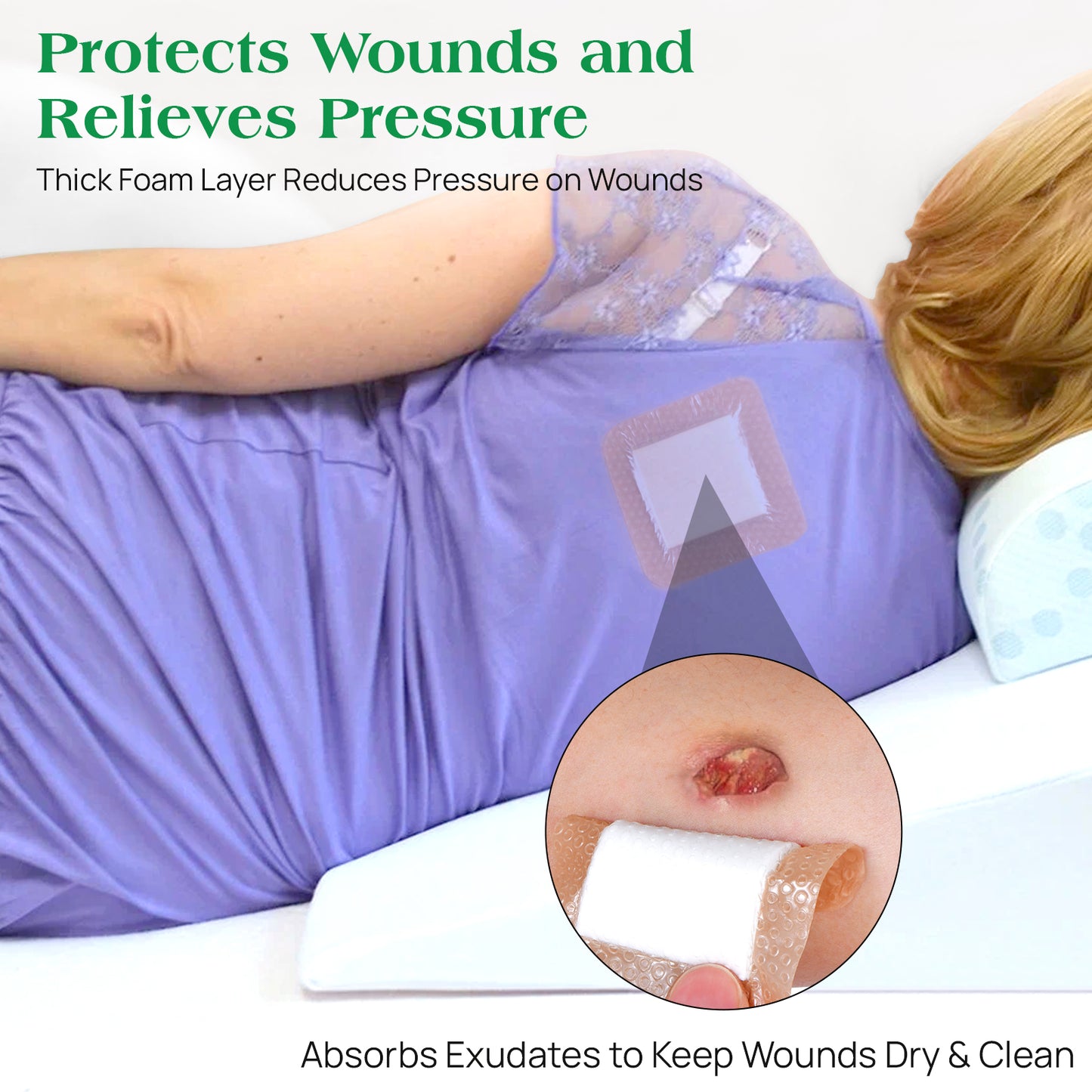 Silicone Foam Dressing with Border, 4"×4"(10 pcs)Waterproof,Breathable,Highly Absorbent Silicone Bandage Care for Pressure Sores, Ulcers
