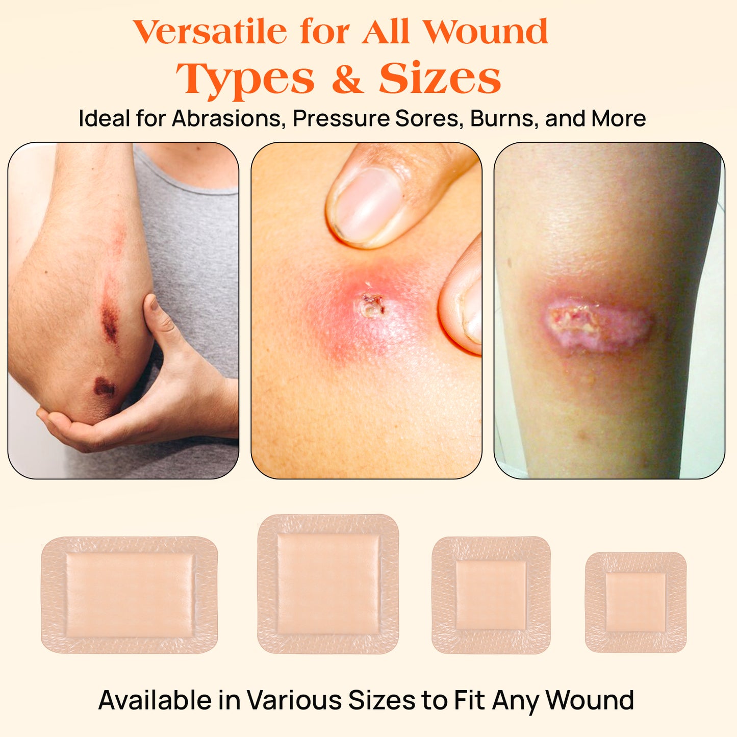 Silicone Foam Dressing with Border, 4"×8" (5Pcs) Gentle Adhesive Foam Dressing for Wound Care,Waterproof,Breathable