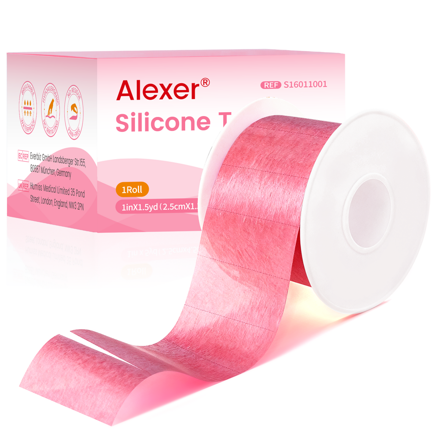 Silicone Medical Tape -1 in × 1.5 yds (1 Roll) Waterproof Tape for Sensitive Skin Wound Care, Latex-Free, Painless Removal, Reusable for Gauze Pads and First Aid
