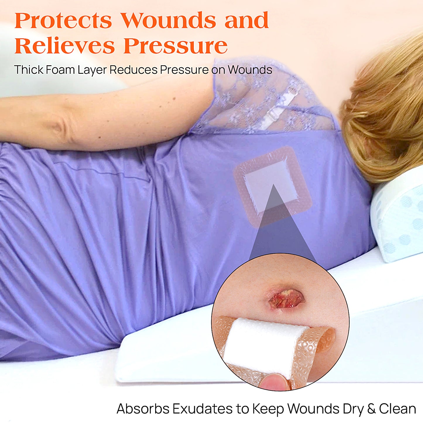 Silicone Foam Dressing with Border, 3"×3"(5 Pcs) Gentle Adhesive Foam Dressing for Wound Care,Waterproof,Breathable,Highly Absorbent