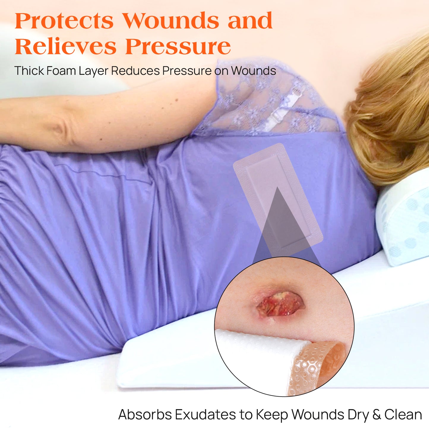 Silicone Foam Dressing with Border, 4"×8" (5Pcs) Gentle Adhesive Foam Dressing for Wound Care,Waterproof,Breathable