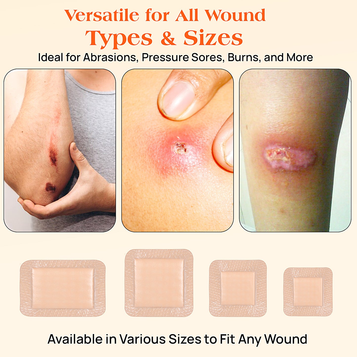 Silicone Foam Dressing with Border, 3"×3"(5 Pcs) Gentle Adhesive Foam Dressing for Wound Care,Waterproof,Breathable,Highly Absorbent